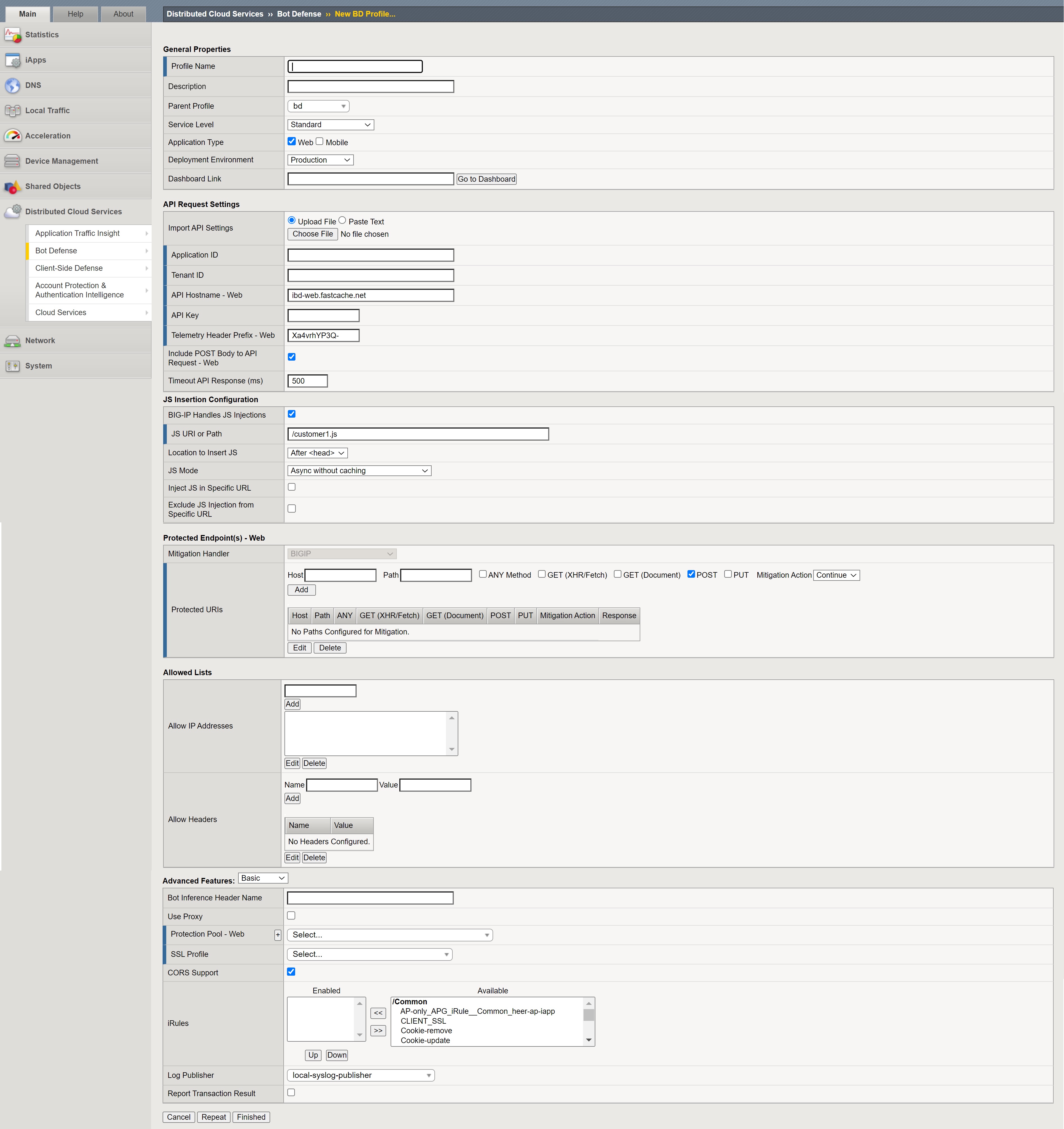 Creating a Bot Defense Profile