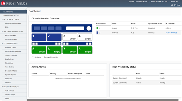 System Controller dashboard