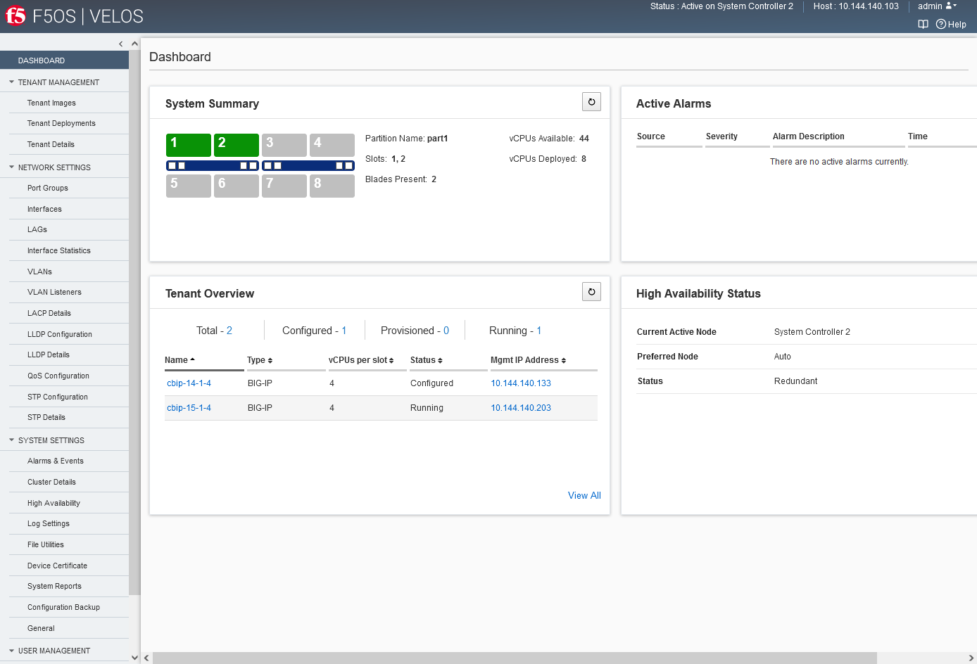 Chassis Partition dashboard
