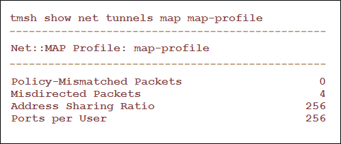 MAP tunnel statistics