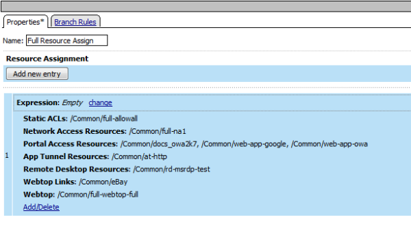 Resource assign action with resources and a webtop assigned