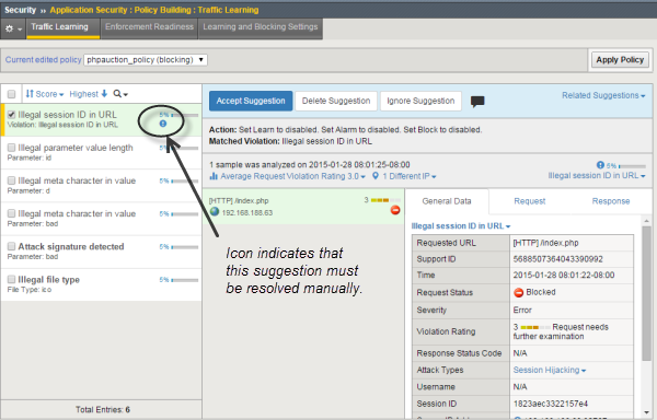 Suggestions that must be resolved manually