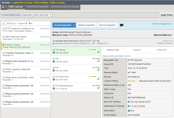 Traffic Learning screen with suggestions