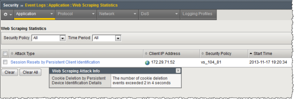 Example cookie deletion attack (persistent client ID)
