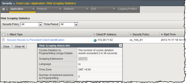 Example cookie deletion attack (fingerprinting)