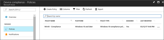 Example of a device compliance policy