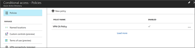 Policy enabled in conditional access