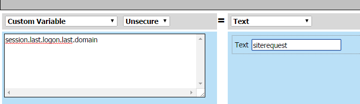 Custom variable myDomainName set to text value, siterequest