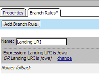 Landing URI branch rule with updated expression