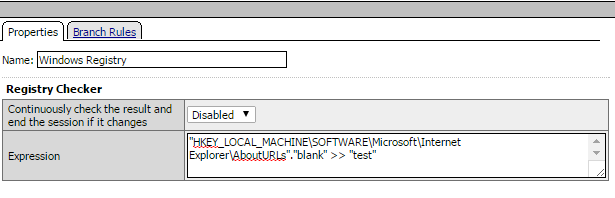 Windows Registry expression in the visual policy editor
