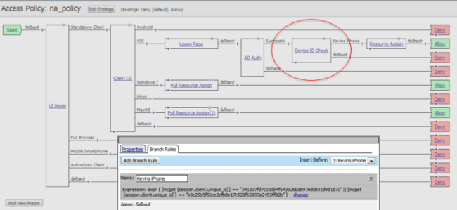 Example of a custom action for checking device's UDID