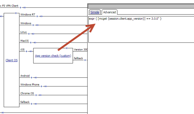 Example of a custom action for checking the F5 Access app version