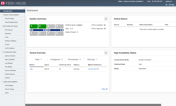 Chassis Partition dashboard