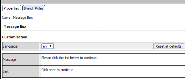 Visual policy editor Message Box customization