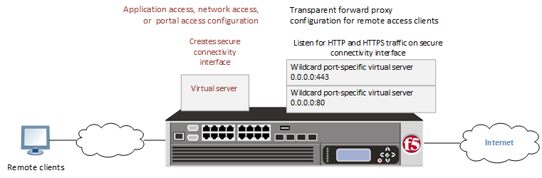 Transparent forward proxy for remote access