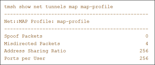 MAP tunnel statistics
