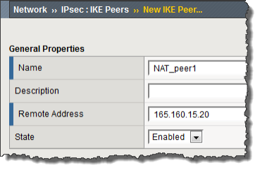 Screen showing Site A Remote Address setting